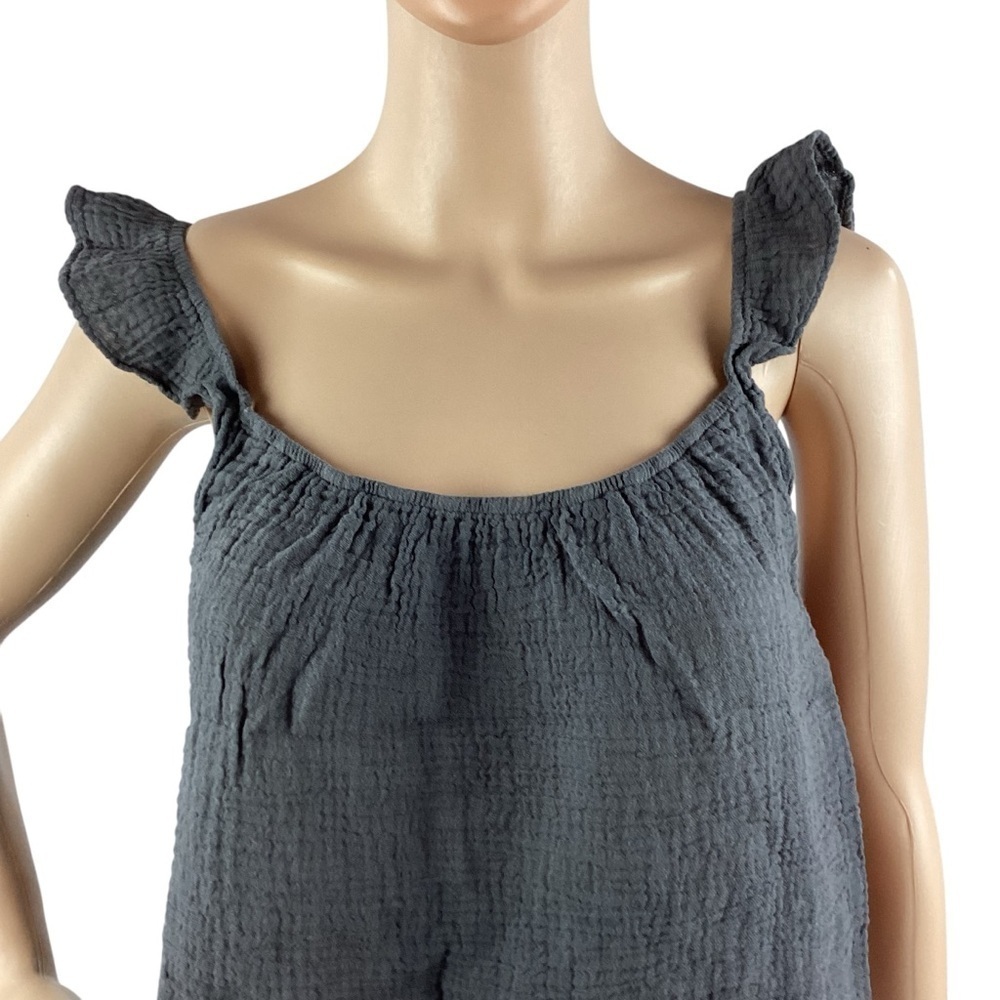 Monrow Ruffle Tank Size S Gray - Picture 2 of 7